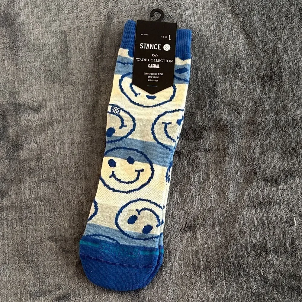 Stance Kids Blue and Cream Smiley Face Socks